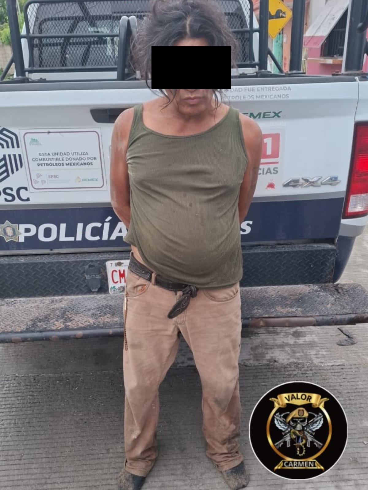 SPSC ASEGURA A SUJETO EN EL MUNICIPIO DE CARMEN