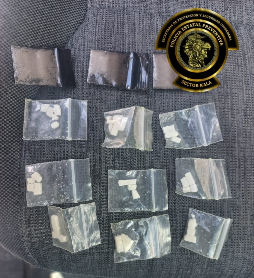 SPSC ASEGURA A SUJETO EN POSESIÓN DE PRESUNTA DROGA EN LA CAPITAL DEL ESTADO