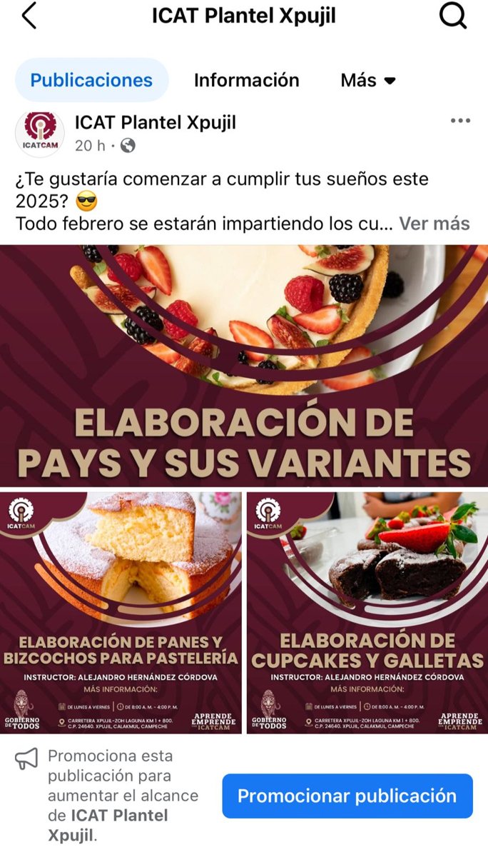 "PROMOCION DE CURSOS DEL MES DE FEBRERO DEL ICAT PLANTEL XPUJIL POR REDES SOCIALES"
