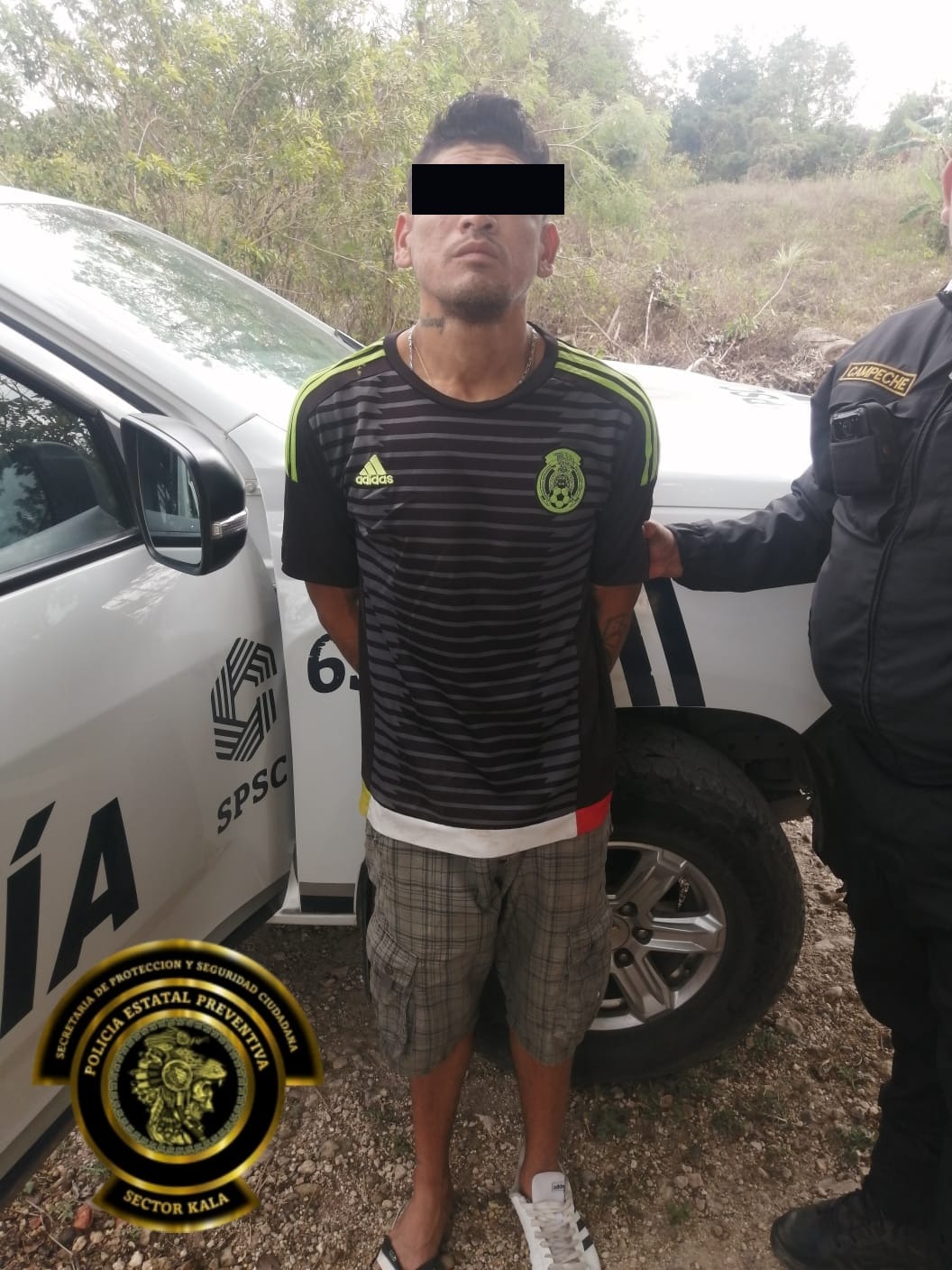 SPSC ASEGURA A SUJETO EN POSESIÓN DE PRESUNTA DROGA EN LA CAPITAL DEL ESTADO