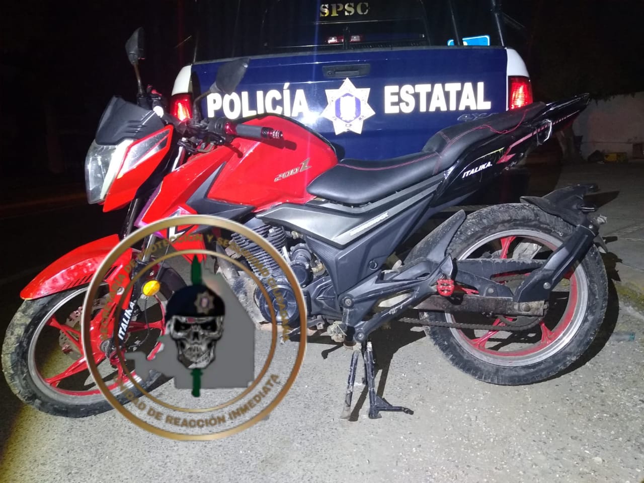 SPSC RECUPERA MOTOCICLETA CON REPORTE DE ROBO EN LA CAPITAL DEL ESTADO
