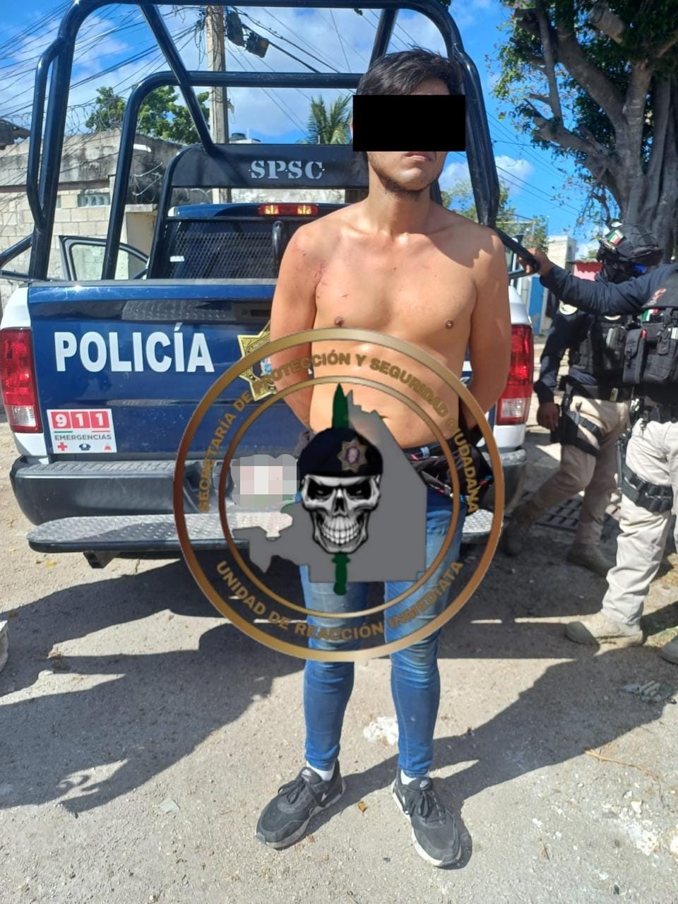 SPSC ASEGURA A TRES PERSONAS EN POSESIÓN DE PRESUNTA DROGA EN LA CAPITAL DEL ESTADO