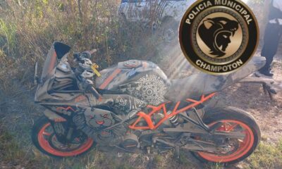 POLICÍA MUNICIPAL DE CHAMPOTÓN RECUPERA MOTOCICLETA CON REPORTE DE ROBO