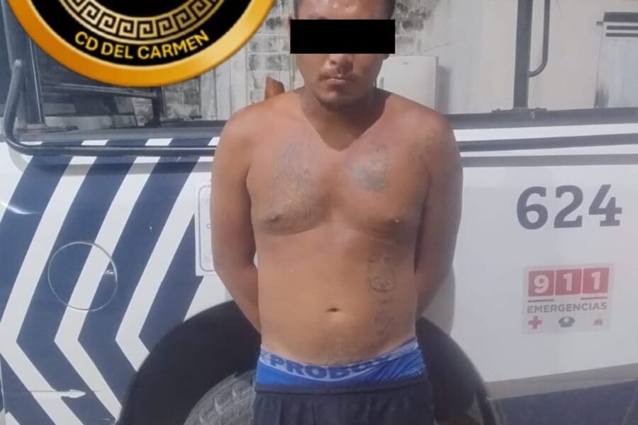 SPSC ASEGURA A SUJETO EN POSESIÓN DE PRESUNTA DROGA EN CARMEN