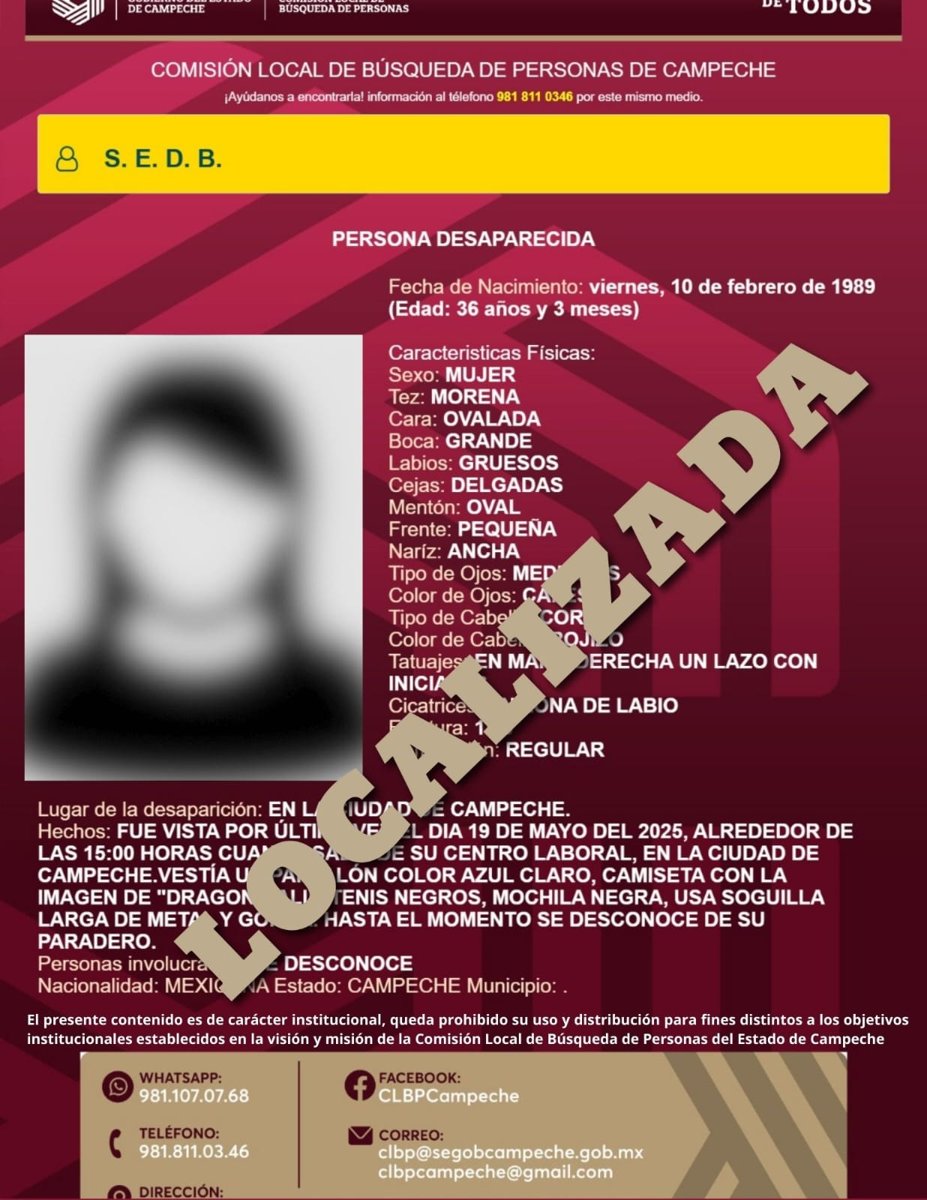 PERSONA LOCALIZADA