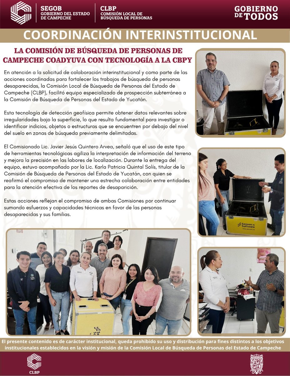 LA COMISIÓN DE BÚSQUEDA DE PERSONAS DE CAMPECHE COADYUVA CON TECNOLOGÍA A LA CBPY