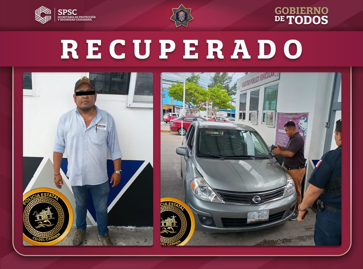 POLICÍA ESTATAL ASEGURA VEHÍCULO CON DOCUMENTACIÓN APÓCRIFA EN CARMEN