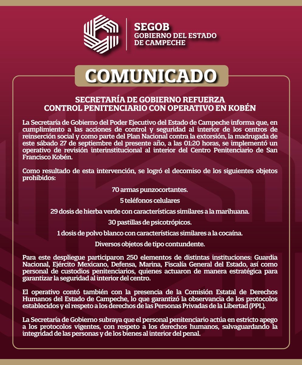REFUERZAN CONTROL PENITENCIARIO CON OPERATIVO EN KOBÉN