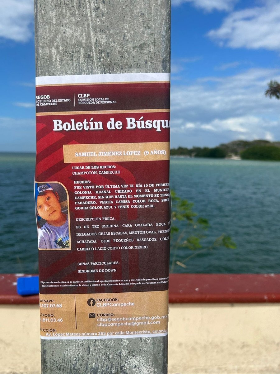 LA CLBP DIFUNDE BOLETINES RELATIVOS A UN MENOR NO LOCALIZADO EN LAS ZONAS DEL MUNICIPIO DE CHAMPOTÓN, CAMPECHE