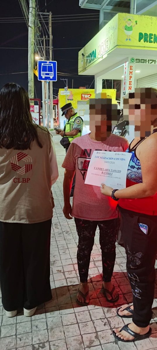 LA CLBP LOCALIZA A PERSONA DEL SEXO FEMENINO TRAS OPERATIVO DE BÚSQUEDA INMEDIATA EN SAN FRANCISCO DE CAMPECHE
