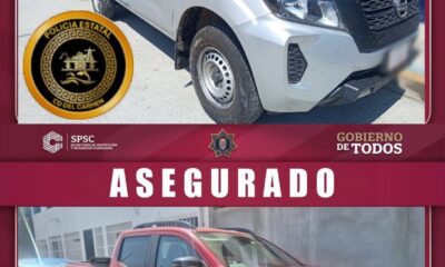 SPSC ASEGURA DOS CAMIONETAS EN CIUDAD DEL CARMEN