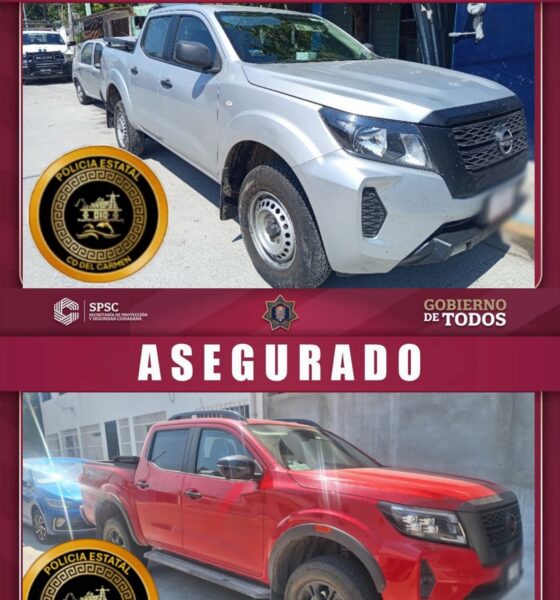SPSC ASEGURA DOS CAMIONETAS EN CIUDAD DEL CARMEN