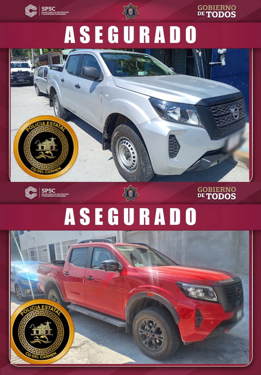 SPSC ASEGURA DOS CAMIONETAS EN CIUDAD DEL CARMEN