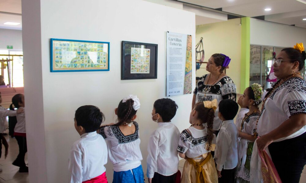NIÑAS Y NIÑOS CENDI ISSSTECAM VISITAN EXPOSICIÓN DE CARTILLAS DE LOTERÍA EN CIAM