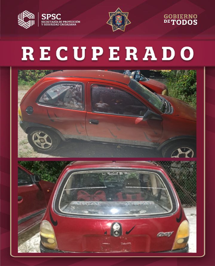 ASEGURAN VEHÍCULO CON REPORTE DE ROBO EN LA COLONIA BELLAVISTA