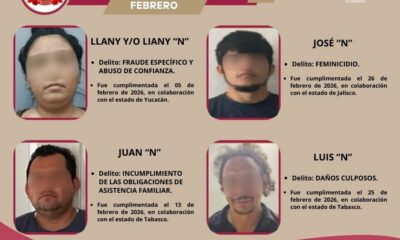 LA AGENCIA ESTATAL DE INVESTIGACIONES CUMPLIÓ 16 ÓRDENES DE APREHENSIÓN DURANTE FEBRERO