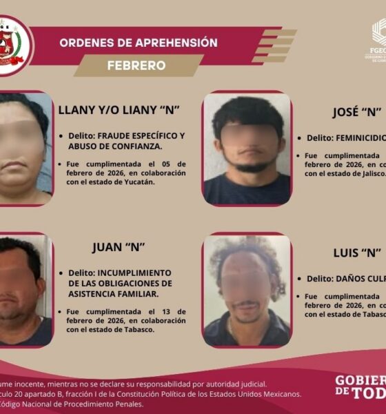 LA AGENCIA ESTATAL DE INVESTIGACIONES CUMPLIÓ 16 ÓRDENES DE APREHENSIÓN DURANTE FEBRERO