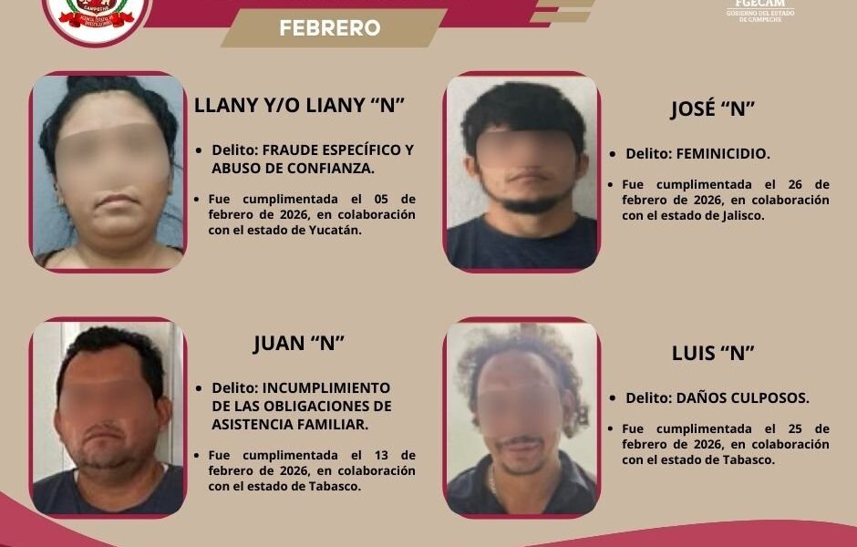 LA AGENCIA ESTATAL DE INVESTIGACIONES CUMPLIÓ 16 ÓRDENES DE APREHENSIÓN DURANTE FEBRERO