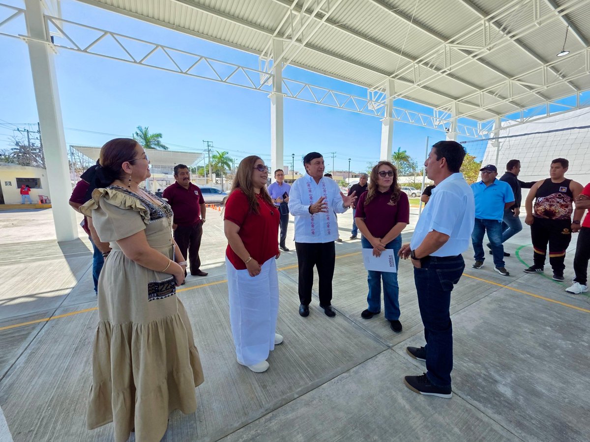 SUPERVISA SECRETARIO DE EDUCACIÓN, VÍCTOR SARMIENTO MALDONADO, OBRAS DE INFRAESTRUCTURA EN PLANTELES DEL INSTITUTO CAMPECHANO