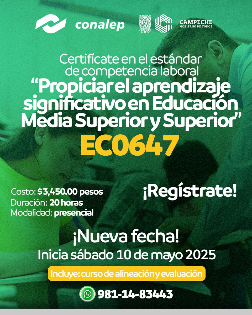 FECHA NUEVA CAPACITACION ESTANDAR DE COMPETENCIA EC0647
