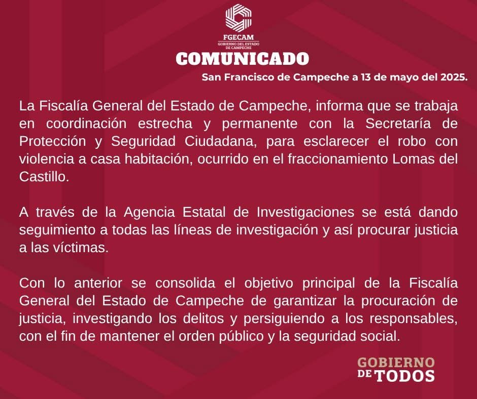 FISCALÍA INVESTIGA ROBO EN LOMAS DEL CASTILLO
