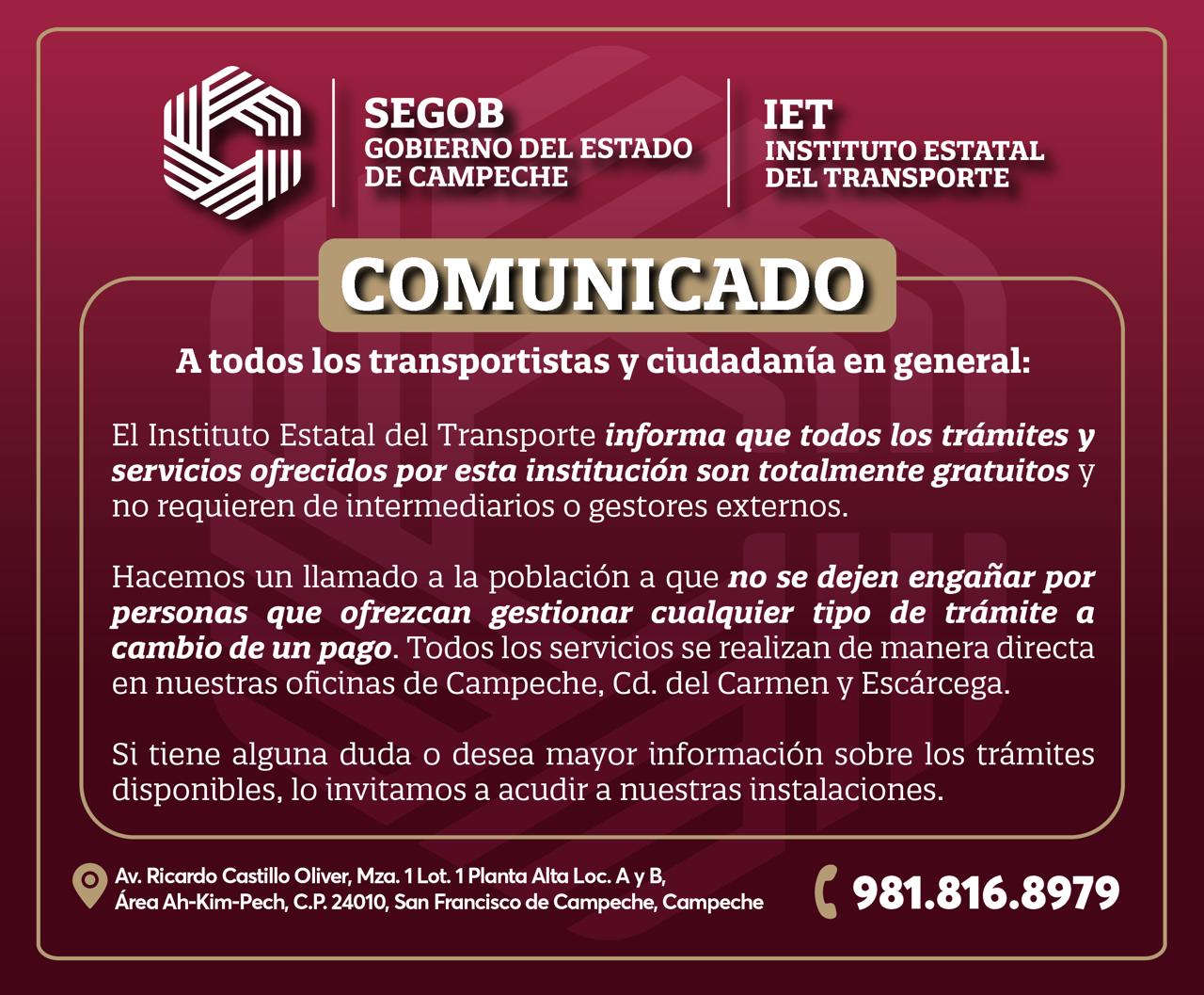 COMUNICADO A TRANSPORTISTAS