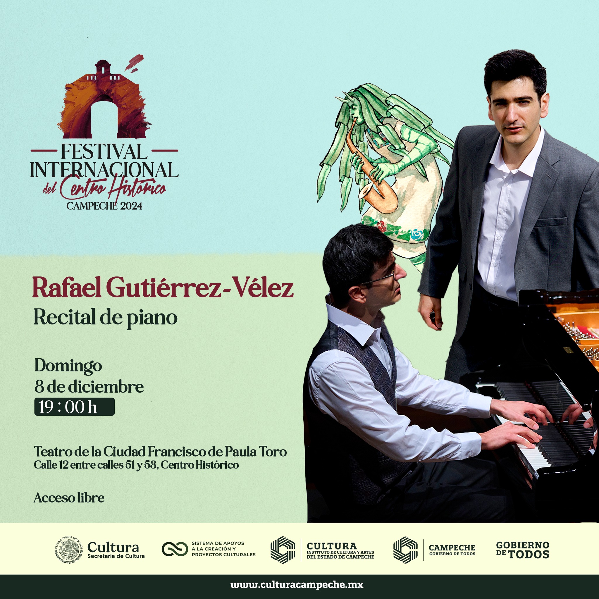 EL VIRTUOSO PIANISTA , RAFAEL GUTIÉRREZ VÉLEZ SE PRESENTA ESTE DOMINGO EN EL TEATRO DE LA CIUDAD FRANCISCO DE PAULA TORO