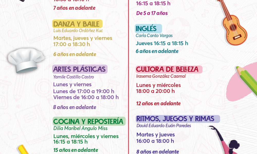 INSTITUTO DE CULTURA Y ARTES ABRE OFERTA DE TALLERES EN EL CENTRO DE DESARROLLO COMUNITARIO IMÍ II