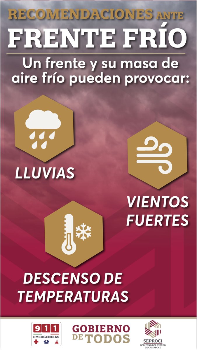 SE ESPERA EL ARRIBO DEL FRENTE FRÍO NO. 11 A CAMPECHE