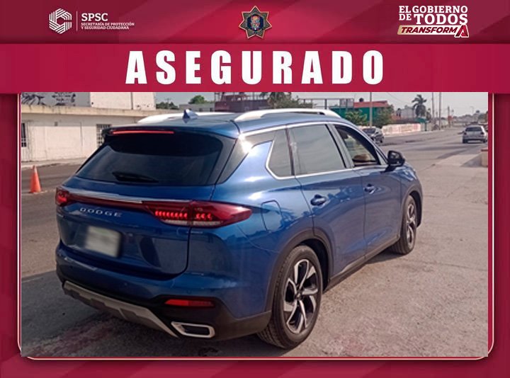ASEGURAN VEHÍCULO CON REPORTE DE ROBO EN CHAMPOTÓN