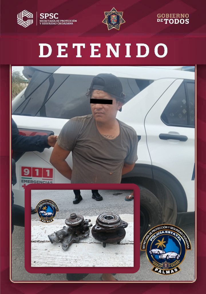 DETIENEN A SUJETO EN LA COLONIA MORELOS POR PRESUNTA POSESIÓN IRREGULAR DE AUTOPARTES