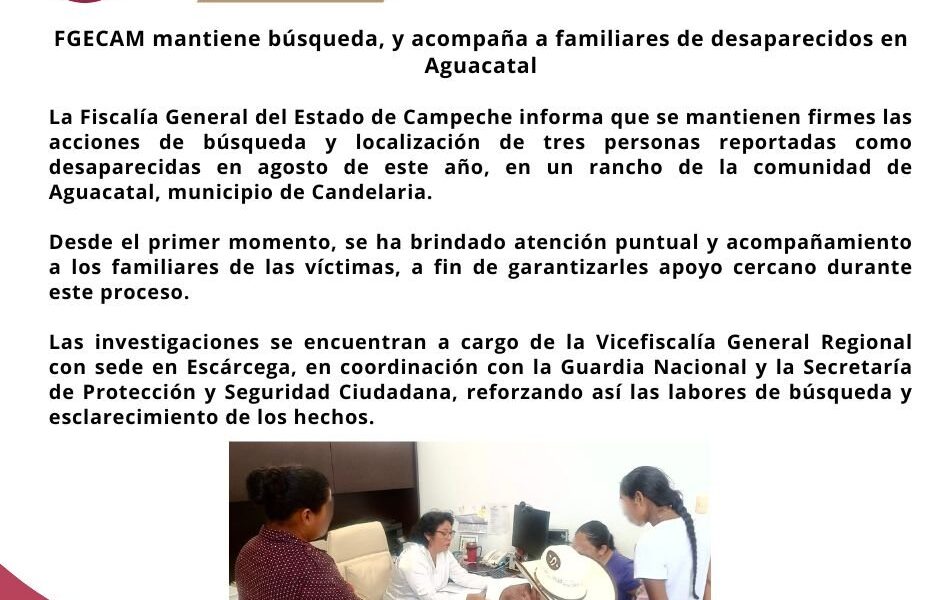 FGECAM MANTIENE BÚSQUEDA, Y ACOMPAÑA A FAMILIARES DE DESAPARECIDOS EN AGUACATAL