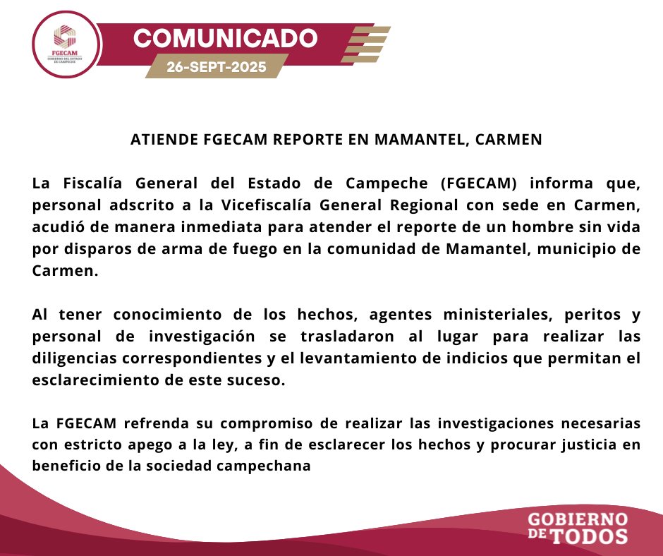 ATIENDE FGECAM REPORTE EN MAMANTEL, CARMEN