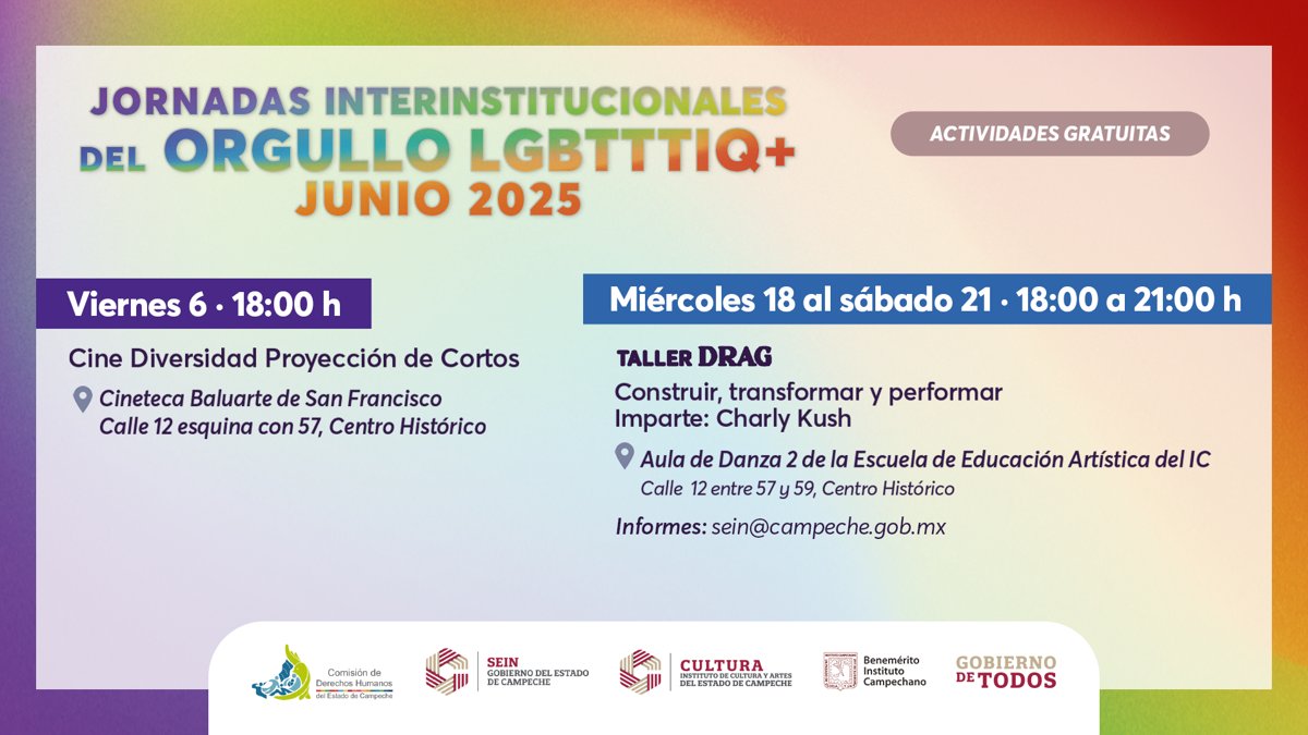 CAMPECHE CELEBRARÁ EL ORGULLO CON INCLUSIÓN Y DIGNIDAD: PRESENTAN CARTELERA IMPULSADA POR LA SECRETARÍA DE INCLUSIÓN