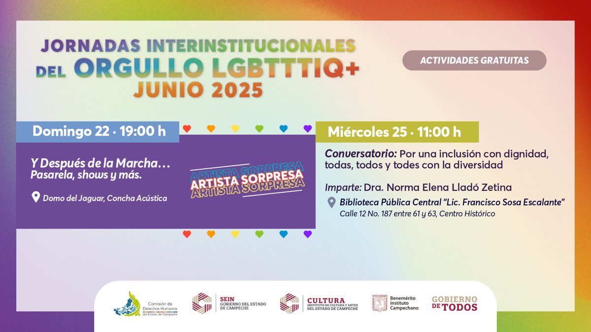 CAMPECHE CELEBRARÁ EL ORGULLO CON INCLUSIÓN Y DIGNIDAD: PRESENTAN CARTELERA IMPULSADA POR LA SECRETARÍA DE INCLUSIÓN